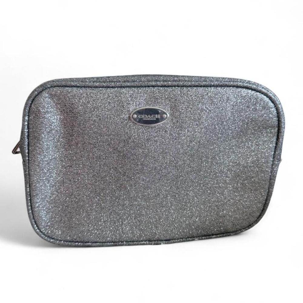 Coach silver glittery cosmetic bag